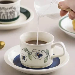 Plates u0026 More Küche & Esszimmer-Teetassen-Set aus Keramik – Nordischer Porzellanbecher mit Löffel und Untertasse