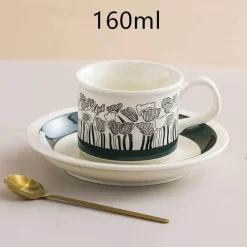 Plates u0026 More Küche & Esszimmer-Teetassen-Set aus Keramik – Nordischer Porzellanbecher mit Löffel und Untertasse