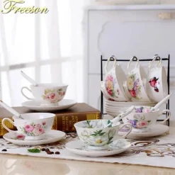 Feast u0026 Flair Küche & Esszimmer-Teetassen-Set aus Keramik – elegante Kaffeetassen aus britischem Porzellan, 200 ml