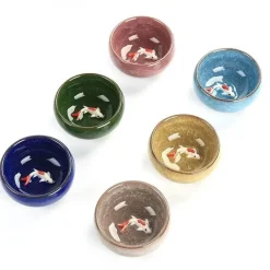 Plates u0026 More Küche & Esszimmer-Teetassen-Set aus Keramik mit goldenem Fisch – chinesisches Jingdezhen-Design