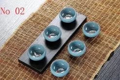 Plates u0026 More Küche & Esszimmer-Teetassen-Set aus Keramik mit goldenem Fisch – chinesisches Jingdezhen-Design