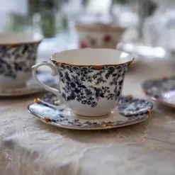 Plates u0026 More Küche & Esszimmer-Teetassen-Set aus Porzellan – Elegante Kaffeetassen mit Untertassen