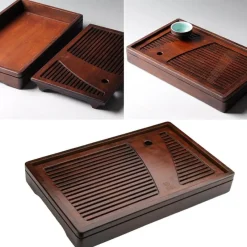 Brew Bliss Küche & Esszimmer-Teezeremonie-Tablett aus Bambus – Teeservice-Zubehör aus Massivholz