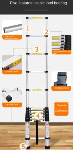 The Outdoor Vault Outdoor-Artikel|Heimwerkzeuge-Teleskop-Klappleiter – verstellbares, rutschfestes Design