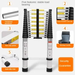 The Outdoor Vault Outdoor-Artikel|Heimwerkzeuge-Teleskop-Klappleiter – verstellbares, rutschfestes Design