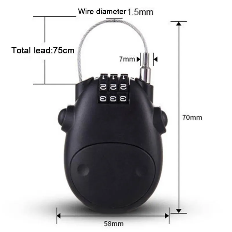 Wilderness Haven Fahrräder & Verkehr|Outdoor-Artikel-Teleskop-Stahldrahtschloss - Hochleistungs-Codeschloss