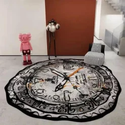 Warm Weaves Boden & Teppiche-Teppich mit Ziffernblatt – Dekorative Zeitmessermatte