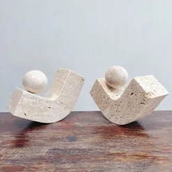 Tom Wohndeko-Teravon Balance Ball Stone Accent – Natural Travertine Décor