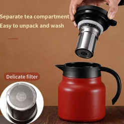 The Decor Haven Küche & Esszimmer-Thermal Wave Elegante Teekanne aus Edelstahl