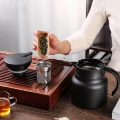 The Decor Haven Küche & Esszimmer-Thermal Wave Elegante Teekanne aus Edelstahl