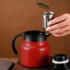 The Decor Haven Küche & Esszimmer-Thermal Wave Elegante Teekanne aus Edelstahl