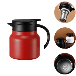 The Decor Haven Küche & Esszimmer-Thermal Wave Elegante Teekanne aus Edelstahl