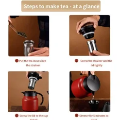 The Decor Haven Küche & Esszimmer-Thermal Wave Elegante Teekanne aus Edelstahl