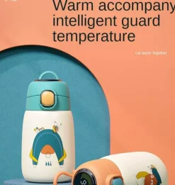 The Cozy Mug Küche & Esszimmer-Thermosflasche für Kinder – Cartoon-Wasserflasche mit Temperaturanzeige