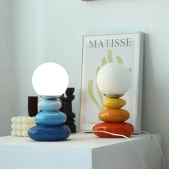 Illuminate Home Beleuchtung-Tischlampe aus gestapelten Steinen – Kreative dekorative Leuchte