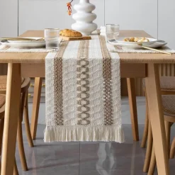 Fine Table Threads Küche & Esszimmer-Tischläufer aus Leinen – Elegante Wohndekoration mit Quasten
