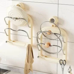 Space Savvy Küche & Esszimmer-Topfdeckel-Organizer zur Wandmontage – Aufbewahrungsregal mit Saugnapf