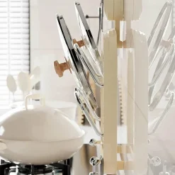 Space Savvy Küche & Esszimmer-Topfdeckel-Organizer zur Wandmontage – Aufbewahrungsregal mit Saugnapf