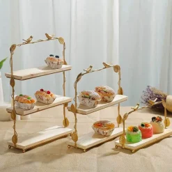 Elegance at the Table Küche & Esszimmer-Tortenständer aus Blattgold – Elegante, dekorative Dessert-Ausstellung