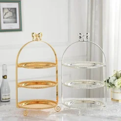 Elegance at the Table Küche & Esszimmer-Tortenständer mit Perlen und Schleife – Elegante Dessert-Ausstellung