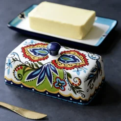 Space Savvy Küche & Esszimmer-Toskanische Butterdose – Eleganter Butterbehälter aus Keramik