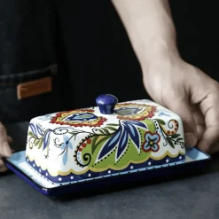Space Savvy Küche & Esszimmer-Toskanische Butterdose – Eleganter Butterbehälter aus Keramik