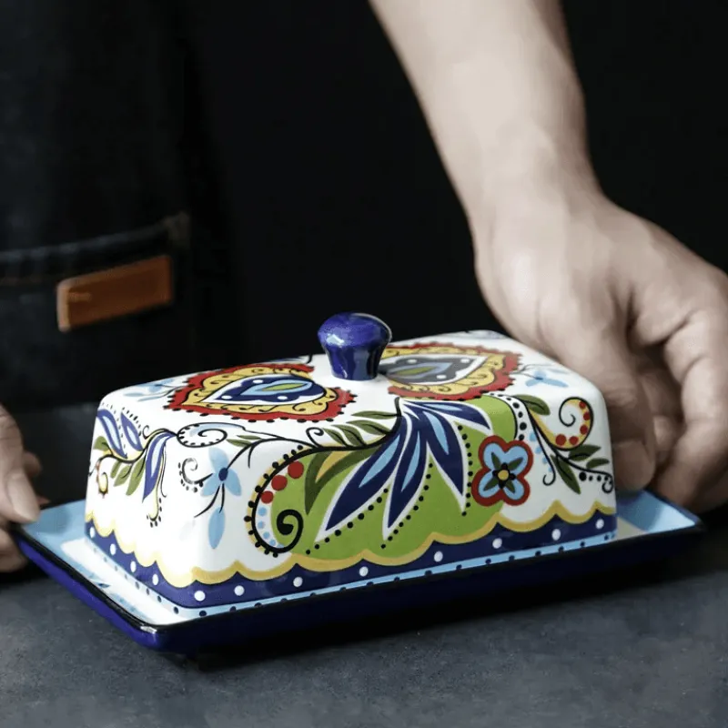 Space Savvy Küche & Esszimmer-Toskanische Butterdose – Eleganter Butterbehälter aus Keramik