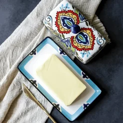 Space Savvy Küche & Esszimmer-Toskanische Butterdose – Eleganter Butterbehälter aus Keramik