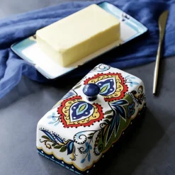 Space Savvy Küche & Esszimmer-Toskanische Butterdose – Eleganter Butterbehälter aus Keramik