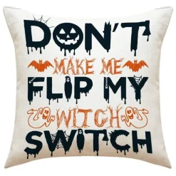 Pillow Haven Bettzeug-Totenkopf Kürbis Kissenbezüge – Halloween Leinen Dekokissen