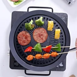 Deco Küche & Esszimmer-Tragbare antihaftbeschichtete koreanische BBQ-Grillpfanne – leicht zu reinigendes Kochwerkzeug