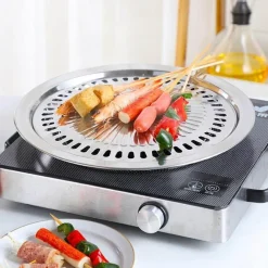 Deco Küche & Esszimmer-Tragbare antihaftbeschichtete koreanische BBQ-Grillpfanne – leicht zu reinigendes Kochwerkzeug