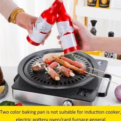 Deco Küche & Esszimmer-Tragbare antihaftbeschichtete koreanische BBQ-Grillpfanne – leicht zu reinigendes Kochwerkzeug