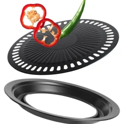 Deco Küche & Esszimmer-Tragbare antihaftbeschichtete koreanische BBQ-Grillpfanne – leicht zu reinigendes Kochwerkzeug