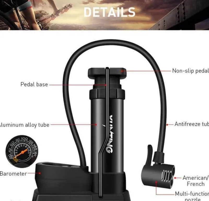 Wilderness Haven Fahrräder & Verkehr|Outdoor-Artikel-Tragbare Fahrradreifenpumpe – einfach zu bedienende Pedalpumpe