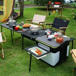 The Decor Haven Camping-Werkzeuge|Camping Im Freien-Tragbare, faltbare Outdoor-Kochstation - Chef Table
