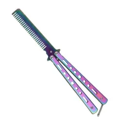 PureGlow Männerpflege|Körperpflege-Tragbare, faltbare Schmetterlings-Haarbürste aus Edelstahl – Reise-Haarwerkzeug