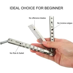 PureGlow Männerpflege|Körperpflege-Tragbare, faltbare Schmetterlings-Haarbürste aus Edelstahl – Reise-Haarwerkzeug