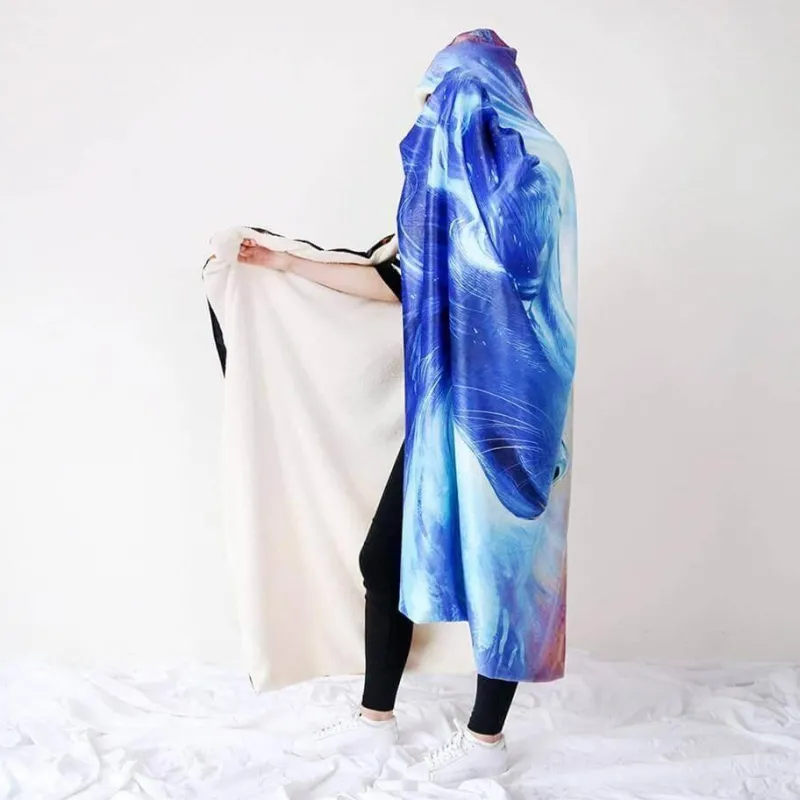 Cozy Haven Bettzeug-Tragbare Kapuzendecke mit Eis und Feuer in 3D