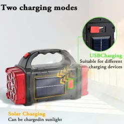 The Outdoor Vault Camping-Werkzeuge|Heimwerkzeuge-Tragbare Solar-Powerbank mit LED-Taschenlampe – Ladegerät für den Außenbereich