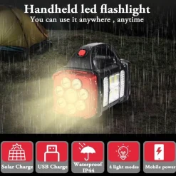 The Outdoor Vault Camping-Werkzeuge|Heimwerkzeuge-Tragbare Solar-Powerbank mit LED-Taschenlampe – Ladegerät für den Außenbereich