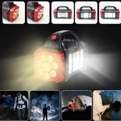 The Outdoor Vault Camping-Werkzeuge|Heimwerkzeuge-Tragbare Solar-Powerbank mit LED-Taschenlampe – Ladegerät für den Außenbereich