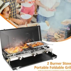 Adventure Basecamp Camping Im Freien|Küche & Esszimmer-Tragbarer 2-Brenner-Grill – Kompakte Kochlösung für draußen