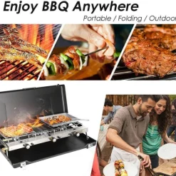 Adventure Basecamp Camping Im Freien|Küche & Esszimmer-Tragbarer 2-Brenner-Grill – Kompakte Kochlösung für draußen