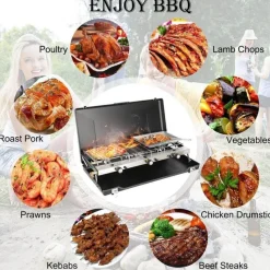 Adventure Basecamp Camping Im Freien|Küche & Esszimmer-Tragbarer 2-Brenner-Grill – Kompakte Kochlösung für draußen