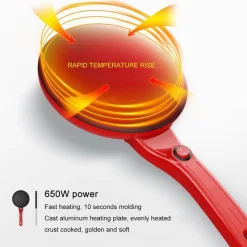 The Decor Haven Küche & Esszimmer-Tragbarer elektrischer Pfannkuchenmacher – Crêpe-Maschine für die Hausmannskost