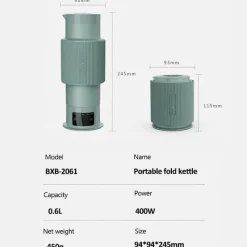The Cozy Mug Küche & Esszimmer-Tragbarer elektrischer Reisewasserkocher - Faltbare Teekanne