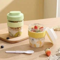 Tom Küche & Esszimmer-Tragbarer Frühstücksbecher mit Löffel – Vorratsbehälter für Lebensmittel für Studenten und Picknicks