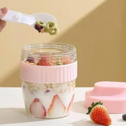 Tom Küche & Esszimmer-Tragbarer Frühstücksbecher mit Löffel – Vorratsbehälter für Lebensmittel für Studenten und Picknicks