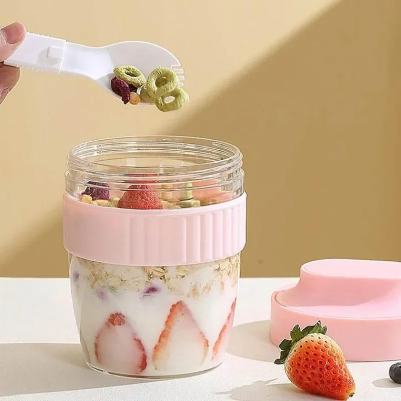 Tom Küche & Esszimmer-Tragbarer Frühstücksbecher mit Löffel – Vorratsbehälter für Lebensmittel für Studenten und Picknicks